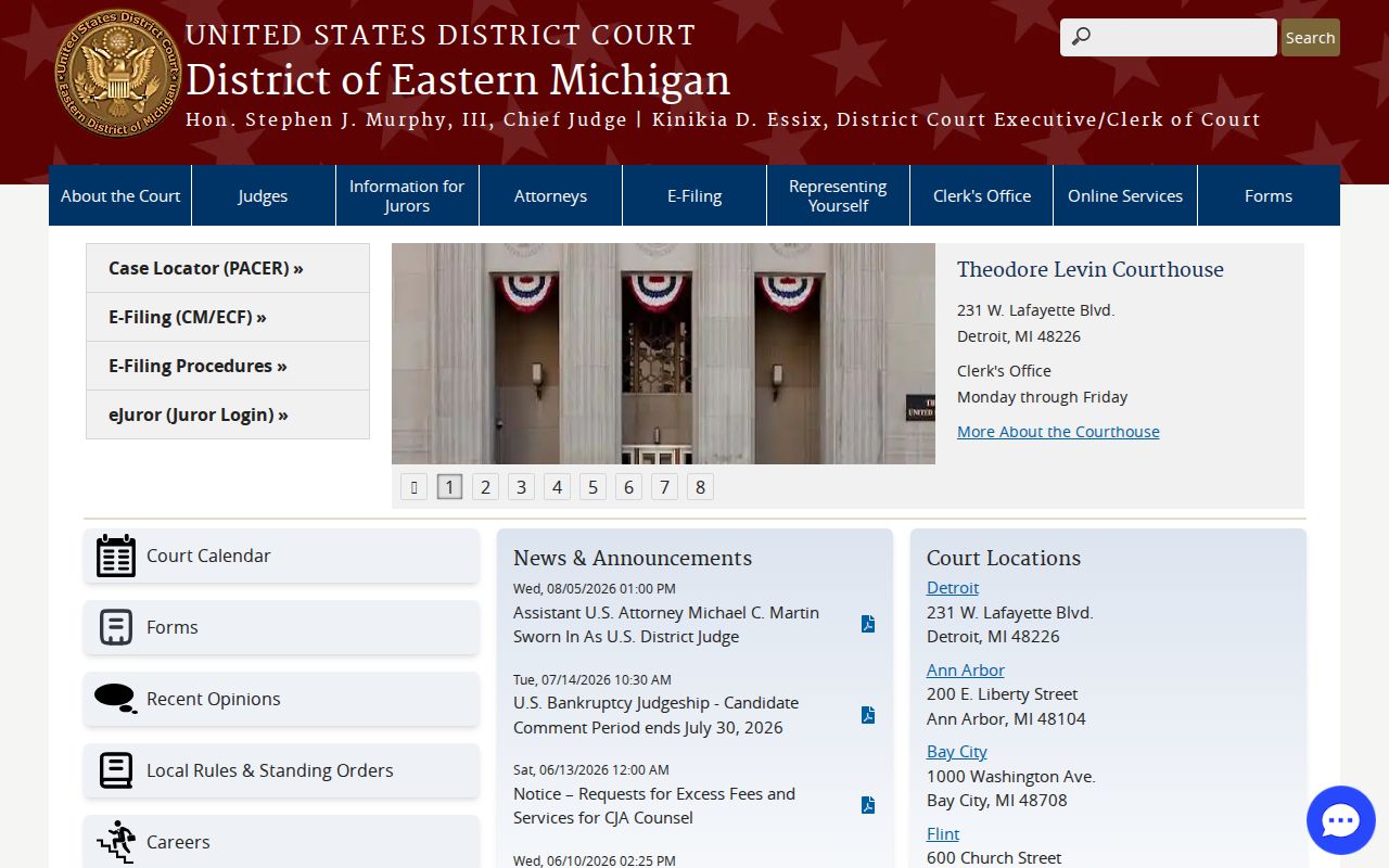 Midland County court docket federal court boundary information