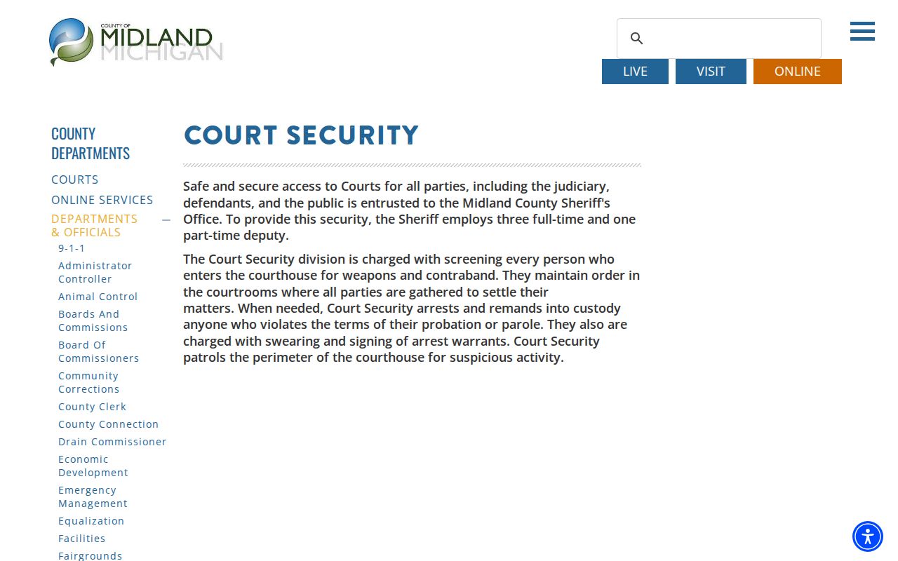 Midland County court docket courthouse security and public access