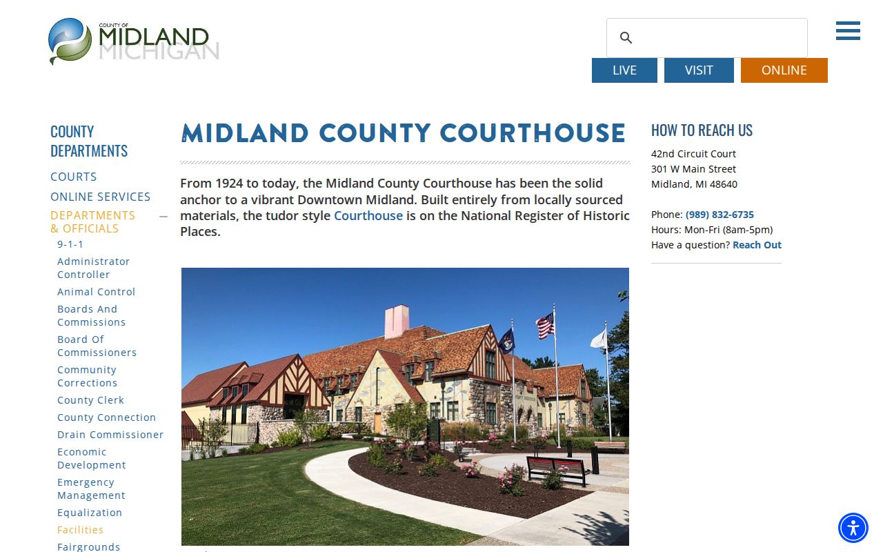 Midland County court docket courthouse access and court settings